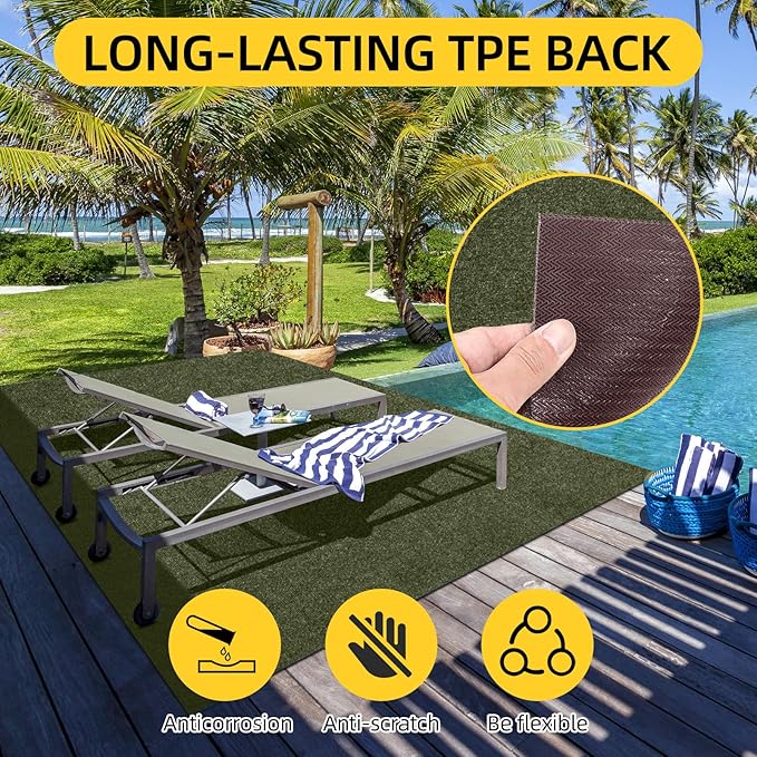 Marine Carpet,6 FT x 14 FT Olive Green Indoor Outdoor Carpet 0.2" Thick with Water-Proof TPE Backing, Non-Slide for Home, Patio, Porch, Deck-Ruum Studio Home