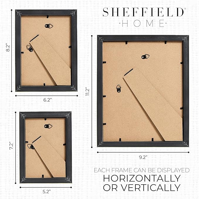 Sheffield Home 4 Piece Gallery Wall Frame Set, 8x10 Inch, 5x7 Inch, and 4x6 Inch, Gold-Ruum Studio Home