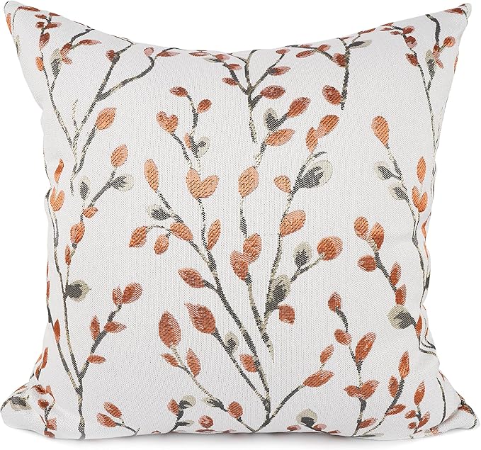 YOUR SMILE Classical Embroidery Jacquard Orange Square Decorative Throw Pillow Case Cushion Cover 18x18 inch-Ruum Studio Home