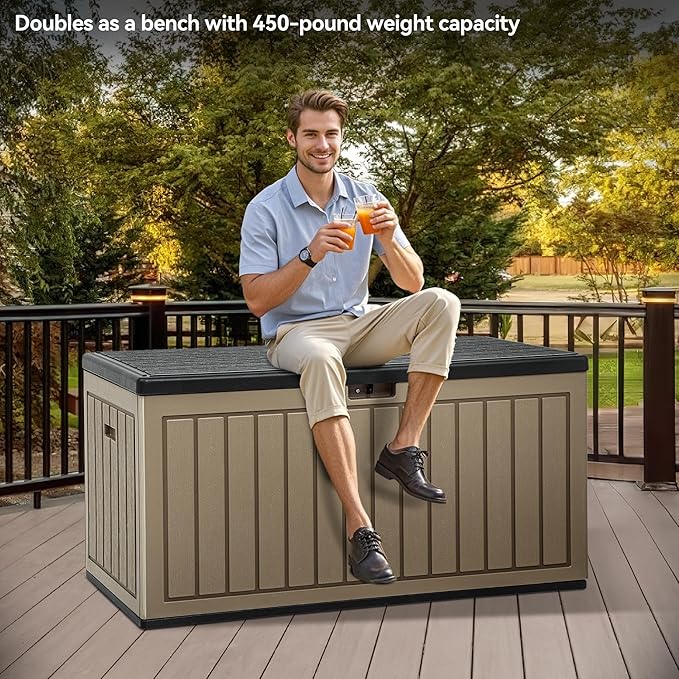 YITAHOME 90 Gallon Double-Wall Deck Box with Side Handles, Outdoor Large Storage for Patio Furniture Cushions, Garden Pool Accessories, Water Resistant & Lockable-Ruum Studio Home
