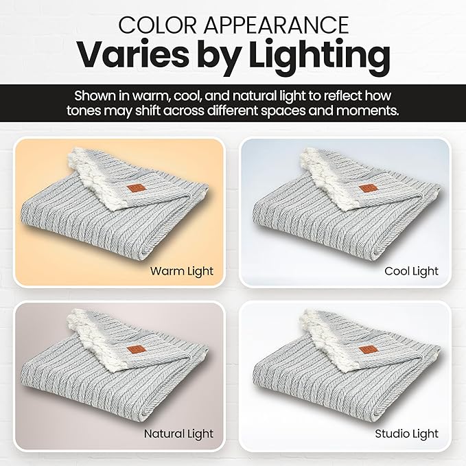 Gold Case Throw Blanket for Couch – 100% Recycled Turkish Cotton Blankets & Throws – Elegant Decorative Throw Blankets for Living Room Sofa – Woven Throws for Couch – Vintage Grey – 50x60-Ruum Studio Home