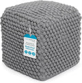 BIRDROCK HOME Buds Pouf Foot Stool Ottoman - Knit Bean Bag Floor Chair - Cotton Braided Cord - Great for The Living Room, Bedroom and Kids Room - Small Furniture (Grey - Buds)-Ruum Studio Home
