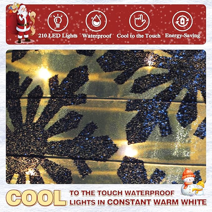 5FT Lighted Pop Up Stackable Ornaments for Christmas Decoration, 3D Pre-Lit Decor with 210 LED Lights with Easy Pop-Up Design, Freestanding Glittered Holiday Display for Outdoor, Indoor-Ruum Studio Home