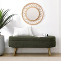 Oval Storage Bench 43.5" Linen Fabric Upholstered Entryway Bench with Solid Wood Legs Ottoman Bench Indoor Bench for Living Room/Bedroom/End of Bed/Entryway (Dark Green)-Ruum Studio Home
