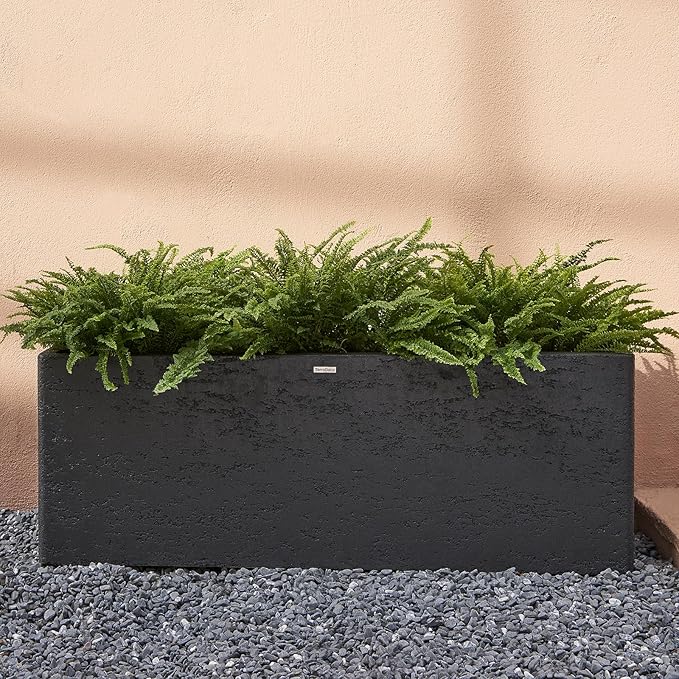 42 Inch Rectangular Concrete Planter（42Lx14Wx15H，58 Pounds）,Durable All-Weather Use with Drainage Holes,Large Rectangular Planter for Outdoor Indoor Plants-Ruum Studio Home