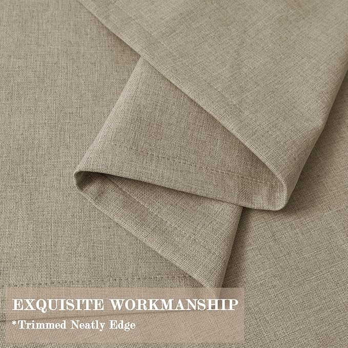 Light Khaki Pinch Pleat 100% Blackout Drapes Linen Blend, Room Divider, Room Darkening, Energy Saving, Furniture Protecting, Light Blocking Extra Wide Privacy Curtains, 200Wx102L, 1 PC-Ruum Studio Home