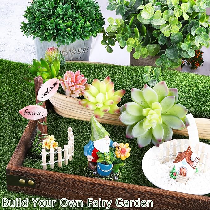 Elcoho 10 Pieces Fake Grass for Crafts Fairy Garden 6 x 6 Inches Artificial Garden Grass for Miniature Ornament Dollhouse DIY Decoration-Ruum Studio Home