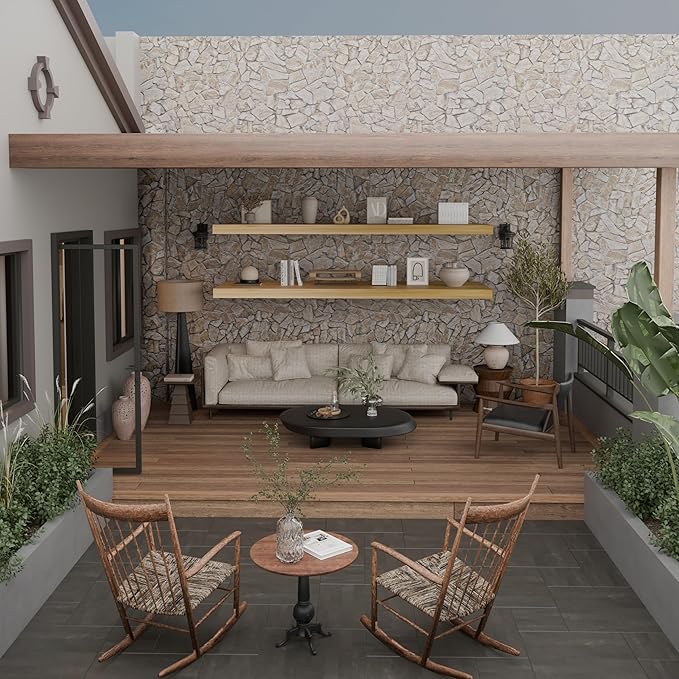 IAE Floating Wall Shelves 72 inch,Bathroom Shelves Wall Mounted,Invisible Shelves Floating Kitchen Shelves,Wooden Wall Shelves with Brackets for Living Room Wall Mounted,Easy Install,Set of 2,Natural-Ruum Studio Home