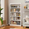 61" H Metal Bookshelf, 5 Tier Adjustable Bookshelf, White Small Bookcase, Bedroom Bookshelves and Bookcases, Modern Book Shelf for Living Room, Office, Easy Tool-Free Assembly-Ruum Studio Home