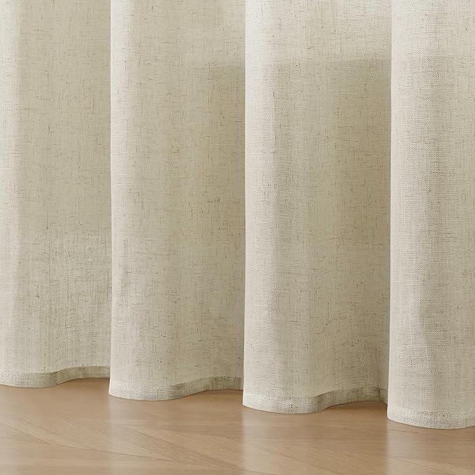 Joydeco Linen Curtains 90 Inch Length 2 Panel Sets,Light Filtering Curtains for Bedroom 100 Inch Wide Living Room Drapes with Back Tabs & Rod Pockets (W100 x L90 Inch, Beige)-Ruum Studio Home