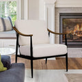 Modern Accent Chair for Living Room Bedroom Mid Century Arm Chair Upholstered Office Accent Chair Comfy Waiting Room Chair with Metal Frame, Cream White-Ruum Studio Home