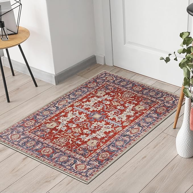 Keen Home Design 2x3 Rug - Machine Washable Entry Rug with Non-Slip Backing, Ideal for Enteryway, Kitchen, Bathroom, Laundry Room - Vintage, Easy Clean, Durable, Low Pile Rug - (2' x 3')-Ruum Studio Home
