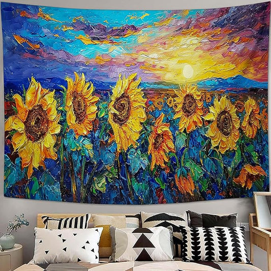 yowecso Sunflower Tapestry Sunset Flower Field Tapestry Wall Hanging for Bedroom Sunflower Tapestries Aesthetic Wall Decor for Home Dorm Living Room 50"x60"-Ruum Studio Home