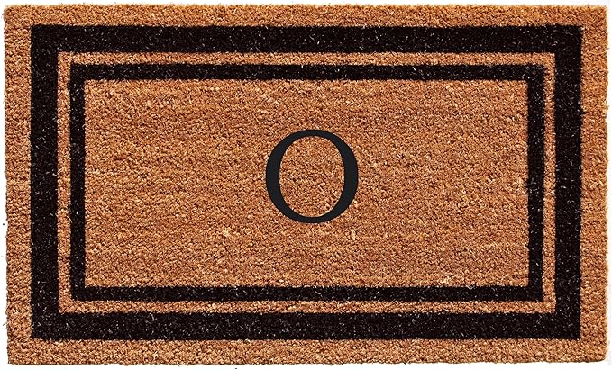 Calloway Mills 152963672O Black Border 36" x 72" Monogram Doormat Letter (O)-Ruum Studio Home