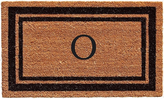 Calloway Mills 152963672O Black Border 36" x 72" Monogram Doormat Letter (O)-Ruum Studio Home