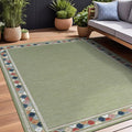 Beverly Rug Outdoor Rug 6x9 Modern Bordered Area Rugs for Indoor and Outdoor Patio Easy to Clean Non Shedding Living Room Porch Garden Washable Outside Carpet (6 x 9 Green)-Ruum Studio Home