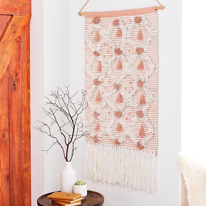 Mark&Day Wall Art, Unterweitersdorf Bohemian Farmhouse White Macrame Tapestry Wall Hanging for Living Room, Bedroom, Office or Kitchen (22"H x 14"W)-Ruum Studio Home