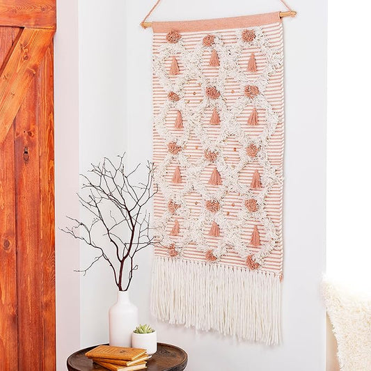 Mark&Day Wall Art, Unterweitersdorf Bohemian Farmhouse White Macrame Tapestry Wall Hanging for Living Room, Bedroom, Office or Kitchen (22"H x 14"W)-Ruum Studio Home