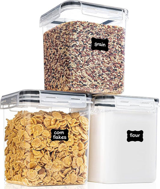 Medium Food Storage Containers with Lids Airtight 2.5L /84.5Oz, for Flour, Sugar, Baking Supply, 3PCS BPA Free Plastic Canisters for Kitchen Pantry Organization-Ruum Studio Home