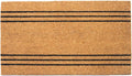Welcome Doormats, Natural Coco Coir Mats with Non-Slip PVC Backing, Indoor Outdoor Mats for Home & Office, Floor Mats for Door Decor, Plain Entry Mat with Stripes, Beige & Black, 30"x17"-Ruum Studio Home