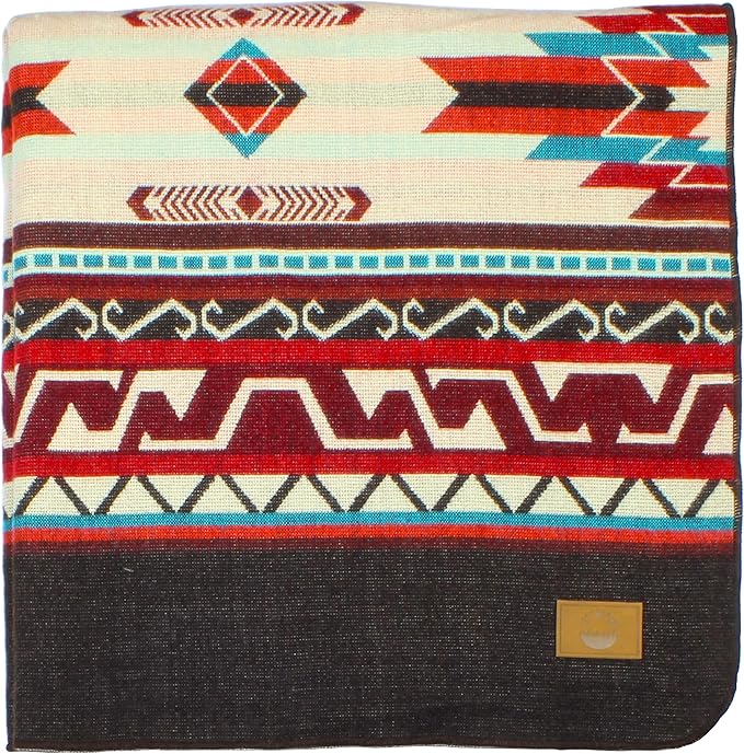 Inca Aztec Throw, Queen, King Blanket | Southwest Indian Navajo Boho Style | Native Cover for Camping, Bedding, Couch, Vanlife | Faux Alpaca, Lightweight, Hypoallergenic (Pachamama Brown, Queen)-Ruum Studio Home