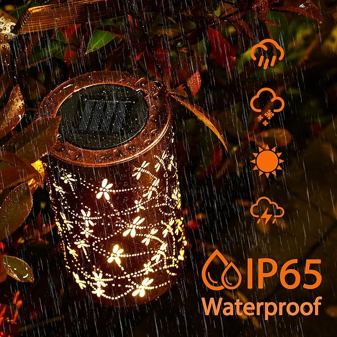 Solar Lanterns Outdoor Waterproof, Dragonfly Birthday Gifts for Women Men, Hanging Solar Lantern for Yard, Patio, Porch, Backyard, Landscape, Garden Decor-Ruum Studio Home