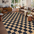 Lahome Checkered Easy Jute 8x10 Rug, Washable Rugs for Living Room Office, Farmhouse Neutral Non Slip Non Shedding Stain Resistance Indoor Outdoor Carpet for Balcony Patio Classroom-Ruum Studio Home