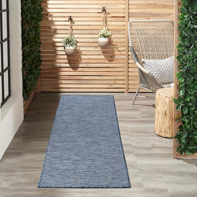 Nourison Positano Navy Blue 2' x 6' Area Rug Easy Clean, Non Shedding, Bed Room, Living Room, Dining Room, Kitchen (6' Runner)-Ruum Studio Home