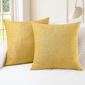 CaliTime Throw Pillow Covers Decorative 18 X 18 Inches Pack of 2 Cozy Chenille Cushion Cases for Couch Sofa Bed Living Room Home Gold-Ruum Studio Home