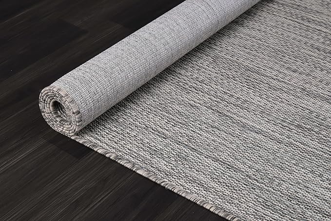 CAMILSON Outdoor Rug 8x10 Modern Area Rugs for Indoor and Outdoor Patios and Porches - Waterproof, Washable, Non-Shedding, Easy-to-Clean Outside Carpet (8 x 10, Solid - Silver Gray)-Ruum Studio Home