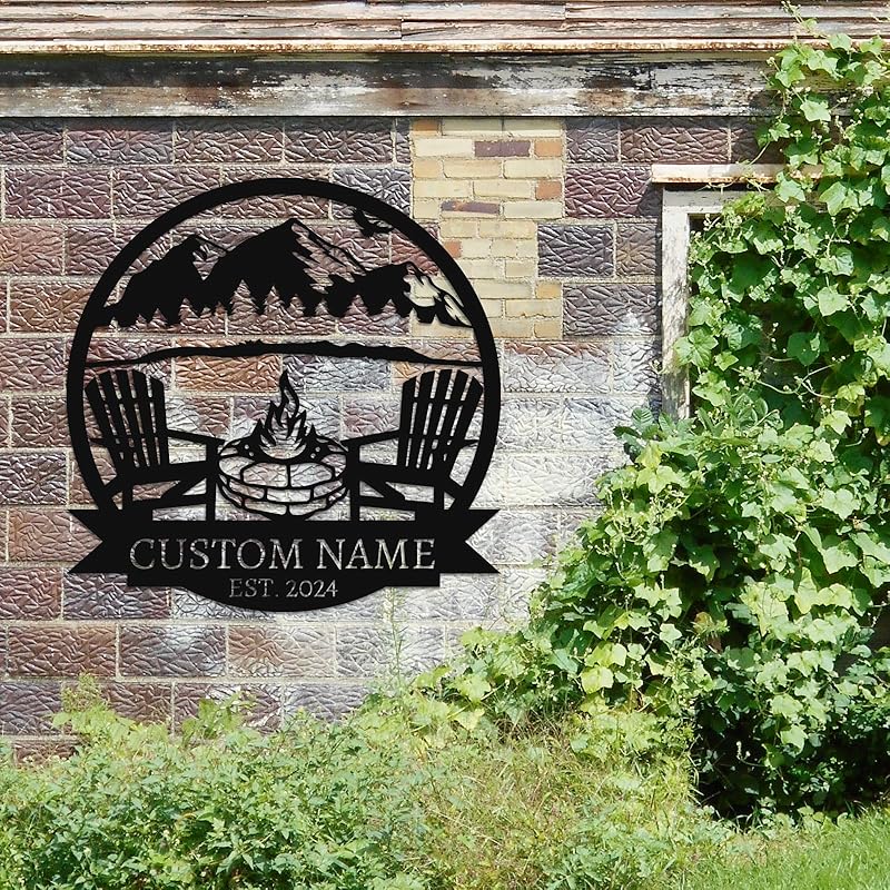 Personalized Camping Signs | Custom Metal Sign | Custom Mountain Campfire Sign | Custom Signs Outdoor Metal | Family Name Sign | Personalized Campfire Name Sign | Metal Wall Art | Camping Signs-Ruum Studio Home