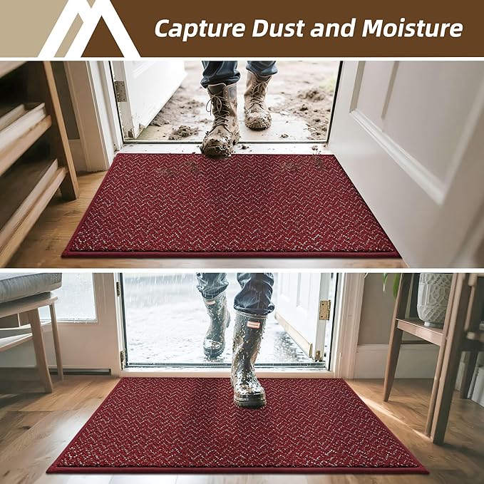 COSY HOMEER-Door-Mat 32"x48" Non Slip Absorbent Entryway Rugs Dirt Trapper Doormats Washable Entrance Mats Low Pile Welcome Floor Mat for Front Back Door and Entry Mats,Red-Ruum Studio Home