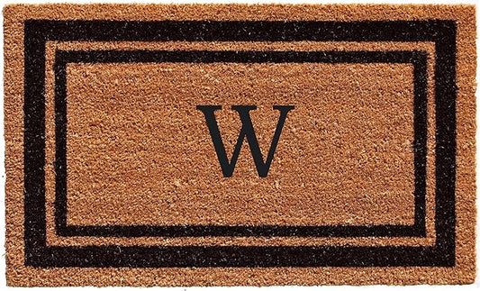 Calloway Mills 152963672W Black Border 36" x 72" Monogram Doormat Letter (W)-Ruum Studio Home