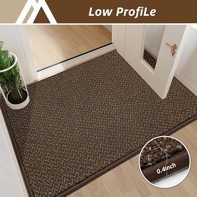 COSY HOMEER-Door-Mat 24"x36" Non Slip Absorbent Entryway Rugs Dirt Trapper Doormats Washable Entrance Mats Low Pile Welcome Floor Mat for Front Back Door and Entry Mats,Brown-Ruum Studio Home