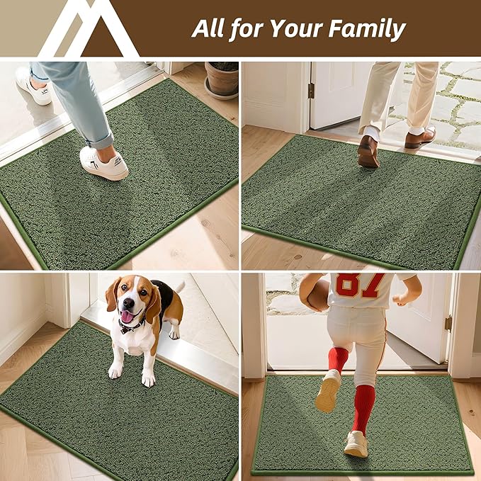 COSY HOMEER-Door-Mat 32"x48" Non Slip Absorbent Entryway Rugs Dirt Trapper Doormats Washable Entrance Mats Low Pile Welcome Floor Mat for Front Back Door and Entry Mats,Green-Ruum Studio Home