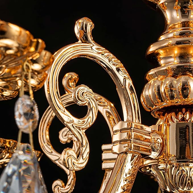 French K9 Crystal Maria Theresa Chandeliers, Luxury Vintage Pendant Light Fixture for Dining Room, Living Room, D17.7*H25~72 inch (Adjustable), Clear Crystal & Brass Finish Frame-Ruum Studio Home