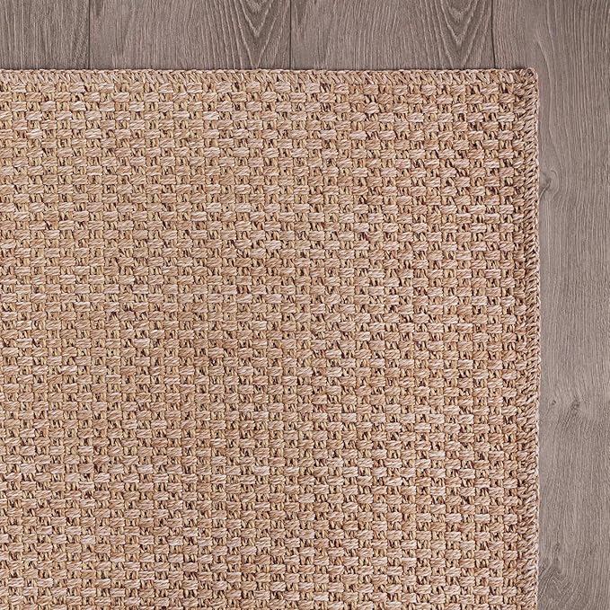 CAMILSON Easy Jute Rug 4x6, Indoor Outdoor Natural Color Farmhouse Area Rugs for Living Room Patio and Kitchen Rug, Solid Boho Woven Design, Easy-Cleaning, Washable Outside Carpet Alfombras (4 x 6)-Ruum Studio Home