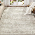 Washable Area Rugs for Living Room -9x12 Neutral Vintage Distressed Floral Farmhouse Boho Large Soft Floor Rug Indoor Non Slip Carpet for Living Room Bedroom Dining Room Office - Beige-Ruum Studio Home