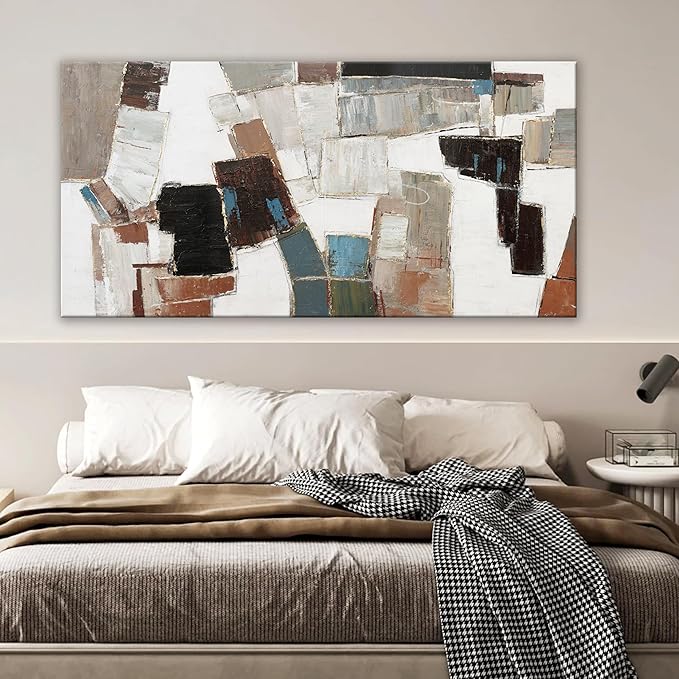 Abstract Wall Art Large Canvas Wall Art Decor Modern Wall Art Decor Minimalist Geometric Line Wall Decor Artwork for Walls Textured Wall Art Prints For Room Living Room Bedroom Office Wall Decor 29"X58"-Ruum Studio Home