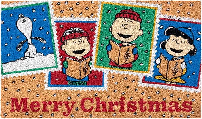 Gertmenian Peanuts Snoopy Coir Doormat - 2x3 Welcome Mat (2-Pack), Ideal for High Traffic Areas in Front Door, Garage, Entryway - Peace & Joy, 80023-Ruum Studio Home