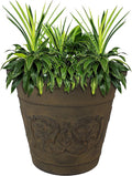 Sunnydaze 19.5-Inch Arabella Large Plant Pot - Polyresin Round Outdoor Planter with Drillable Drainage Holes - Sable-Ruum Studio Home