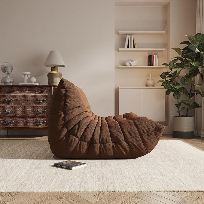 Bean Bag Chair, Oversized Loveseat Fireside Chair for Adults, 2 Seater with Memory Foam Filled, Lazy Sofa Lounge Floor Sofa for Living Room, Bedroom, Office, No Assembly Required. (Coffee)-Ruum Studio Home