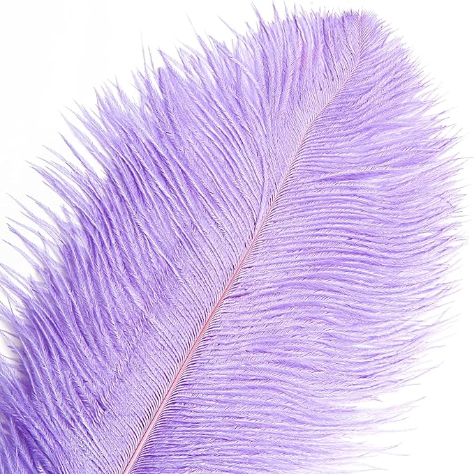 THARAHT Lavender Ostrich Feathers 12pcs Large Natural Bulk 12-14Inch 30cm-35cm for Wedding Party Centerpieces Easter Gatsbi and Decoration Feather-Ruum Studio Home