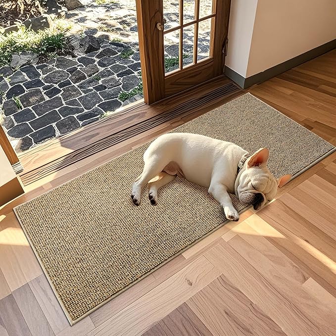 JSEI Dirt Trapper Door Mat 24"x60" Non-Slip Washable Entrance Mat, Dog Doormats, Absorbent & Fade-Resistant Floor Mats, Low Profile Welcome Mats for Entryway, Front Door, and Inside Entrance, Beige-Ruum Studio Home