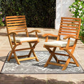 IDZO, Percy Chairs Heavy Duty 400lbs Capacity Set of 2 w/Cushion, FSC Acacia Outdoor Furniture, Teak Finish, Fully Assembled, Wood Folding_Beige-Ruum Studio Home