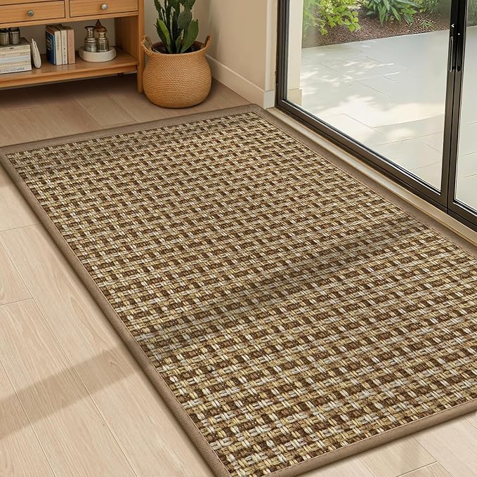 LEKEEPGO Door Mat Indoor Entrance 24"x36", Absorbent Indoor Door Mat, Non Slip Rubber Backing Inside Door Mats, Washable Floor Mat, Low-Profile Doormat for Front Door, Entryway, Entrance, Brown-Ruum Studio Home