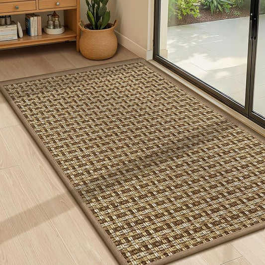 LEKEEPGO Door Mat Indoor Entrance 24"x36", Absorbent Indoor Door Mat, Non Slip Rubber Backing Inside Door Mats, Washable Floor Mat, Low-Profile Doormat for Front Door, Entryway, Entrance, Brown-Ruum Studio Home