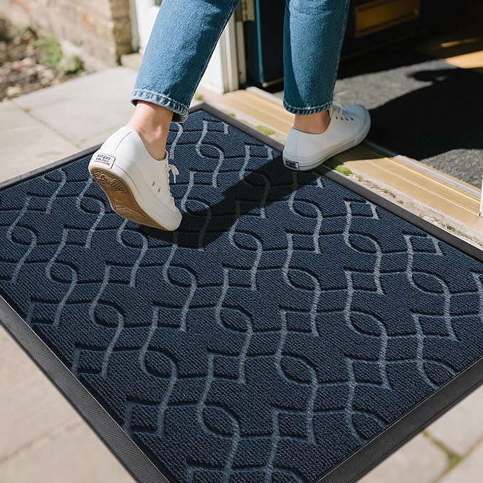 Yimobra Outdoor Mats for Front Door, All-Season Waterproof Door Mat Outside Entrance, All Weather Non-Slip Doormat, Stain and Fade Resistant, Easy Clean Patio Porch Indoor Entryway Mat, 29.5x17, Blue-Ruum Studio Home