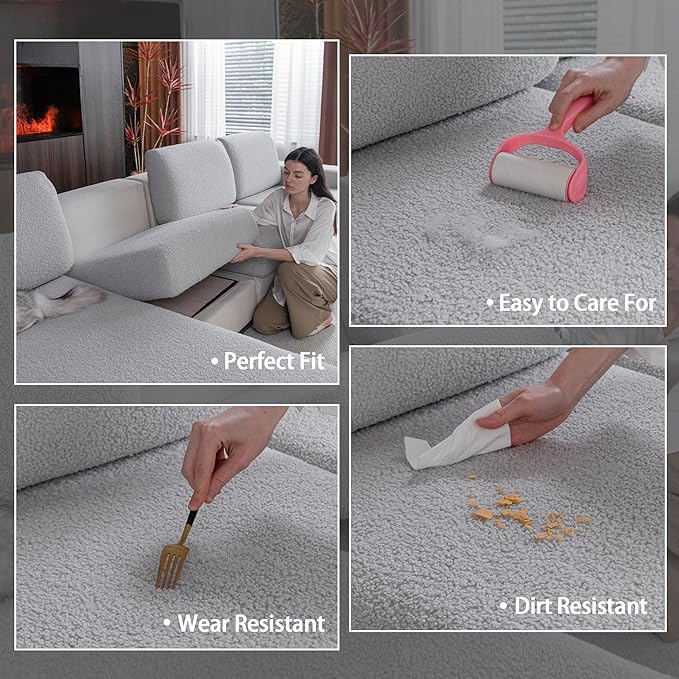 Couch Cushion Covers for Sectional Sofa, Stretch Soft Sofa Slipcovers Washable Wear-Resistant Universal Furniture Protector for Living Room(1 Piece Chair Cover, Light Gray)-Ruum Studio Home