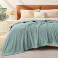 EMME Muslin and Fleece Queen Blanket Reversible - 80"*90" Teal Soft Warm Throw Blankets for Couch Bed Picnic Travel Bed-Ruum Studio Home